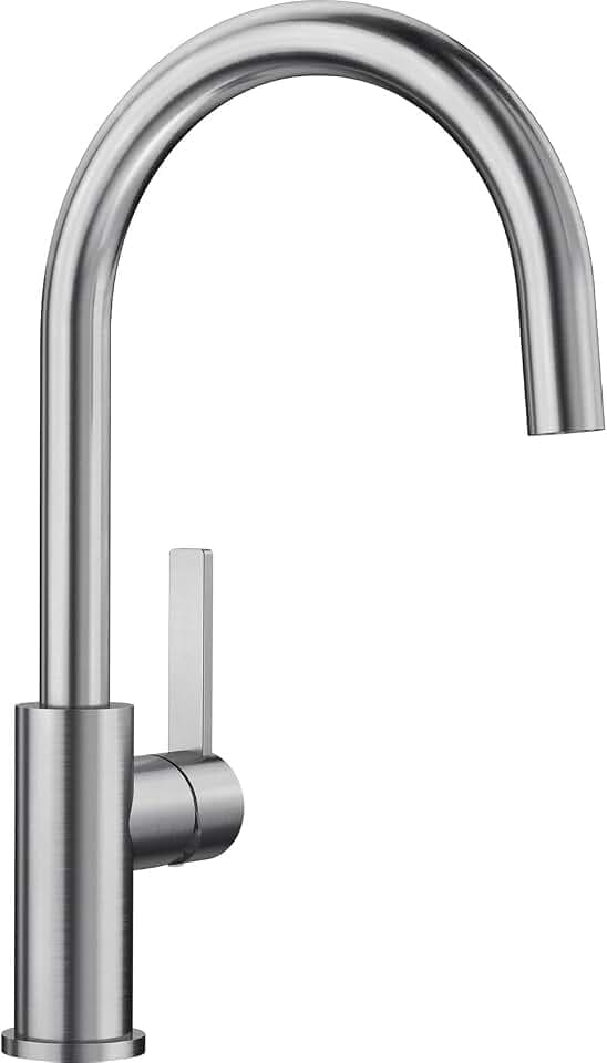 BLANCO CANDOR | Küchenarmatur aus massiv Edelstahl | Hochdruck | [5,2x23,9x36,8 cm] | Gesicherte Wasserqualität & wassersparend | Rückflussverhinderer | Keramik Kartusche