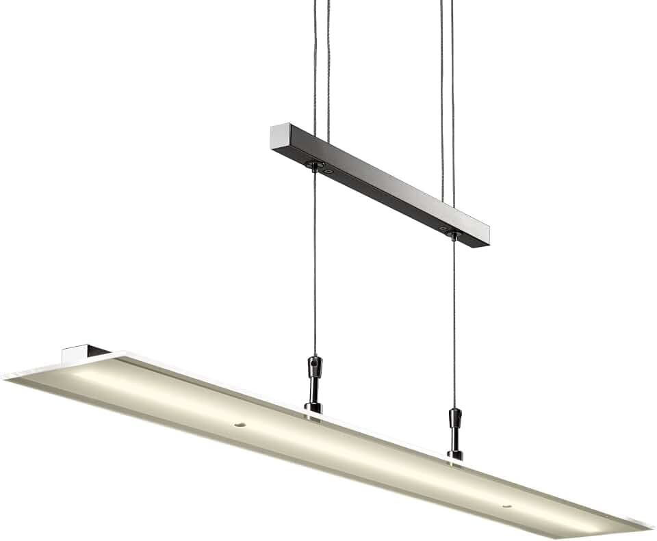 B.K.Licht - LED Pendelleuchte stufenlos höhenverstellbar, dimmbar via Touch, warmweiße Lichtfarbe, Hängeleuchte, Hängelampe Esstisch, Esszimmerlampe hängend, Wohnzimmerlampe, 85x175 cm, Matt-Nickel
