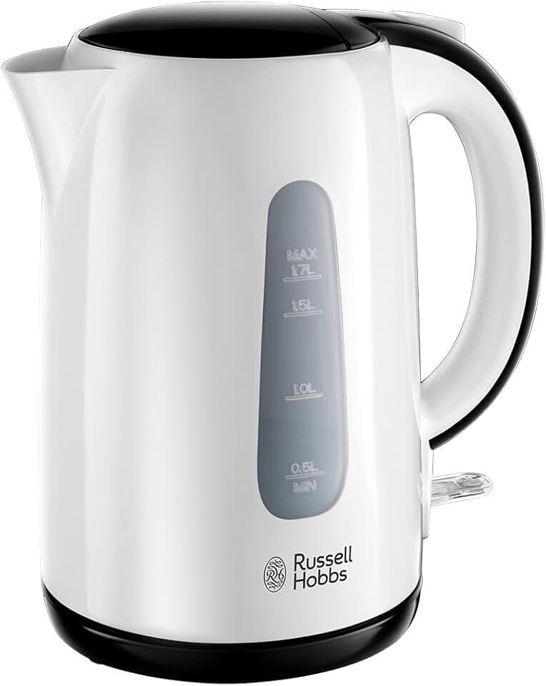 Russell Hobbs Wasserkocher [1,7l, 2200W] My Breakfast (verdecktes Heizelement, herausnehmbarer Kalkfilter, Kochstoppautomatik, außenliegende Wasserstandsanzeige, autom Deckelöffnung)Teekocher 25070-70