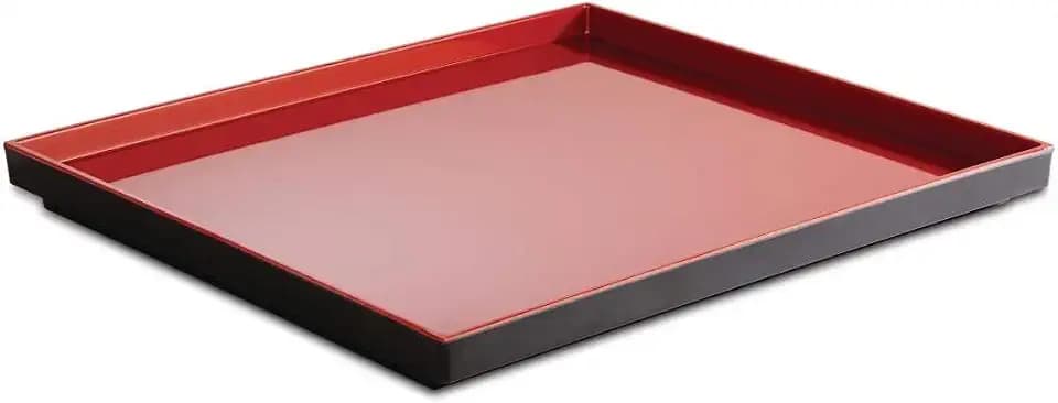 APS 15458 GN 1/4 Tablett "ASIA PLUS", 26,5 x 16,2 cm, Höhe 3 cm, Melamin, schwarz matt/rot glänzend