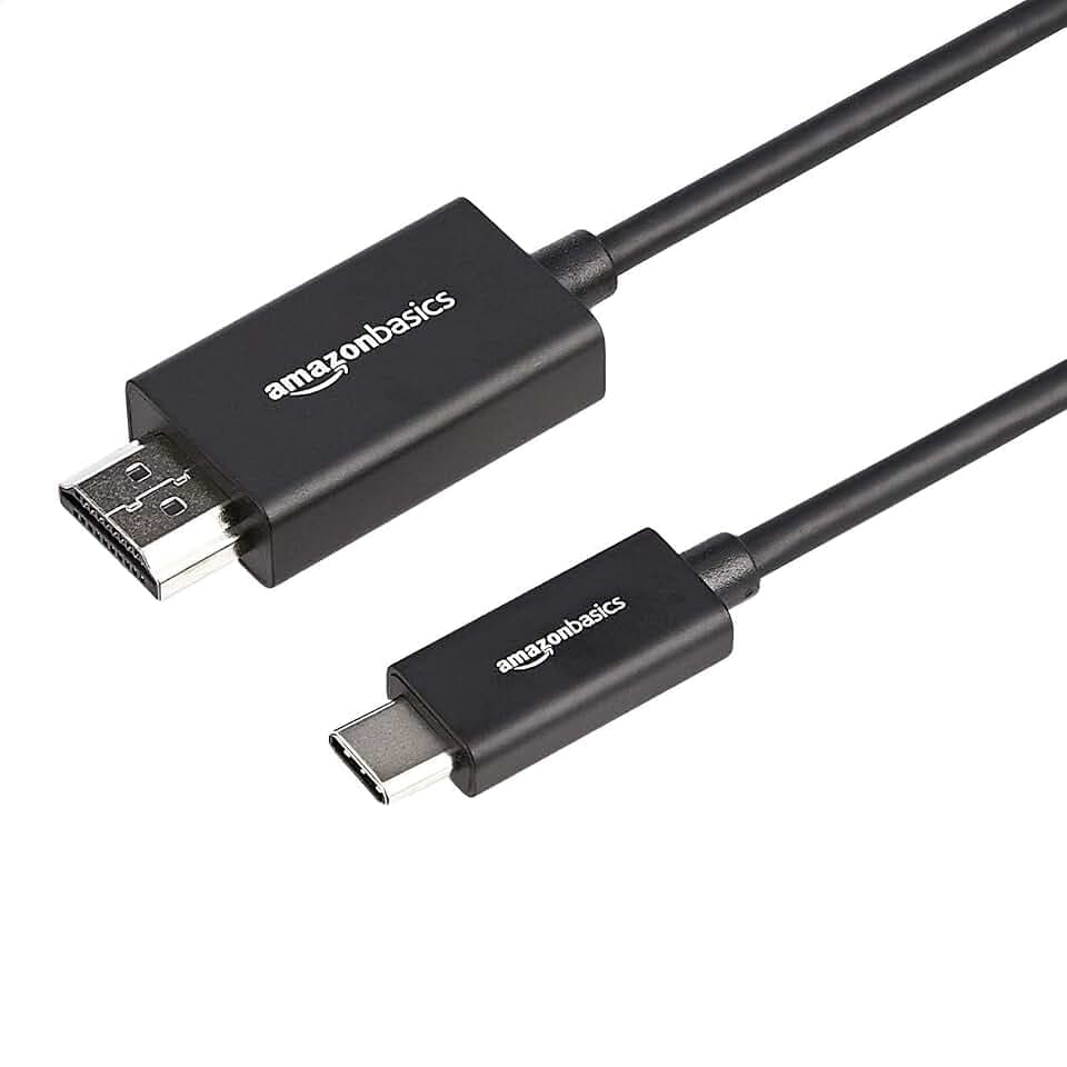 Amazon Basics Premium Unidirektionaler Aluminium-Kabeladapter USB-C-(Quelle) auf HDMI (Display) (Thunderbolt 3-kompatibel) 4K@60Hz, 0,9m, Schwarz