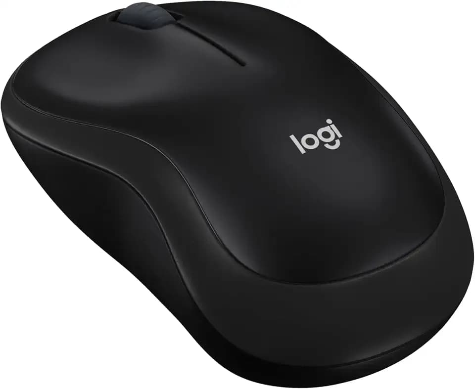 Logitech M185 Compact Ambidextrous Wireless Mouse with Rubber Grips - Black