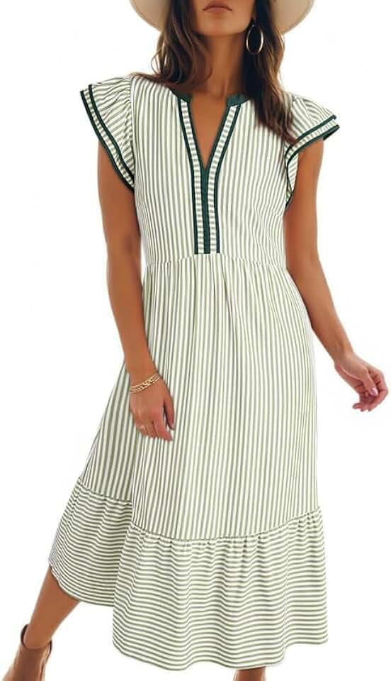 Dokotoo Womens Dresses 2026 V-Neck Cap Sleeve Empire Waist Dress