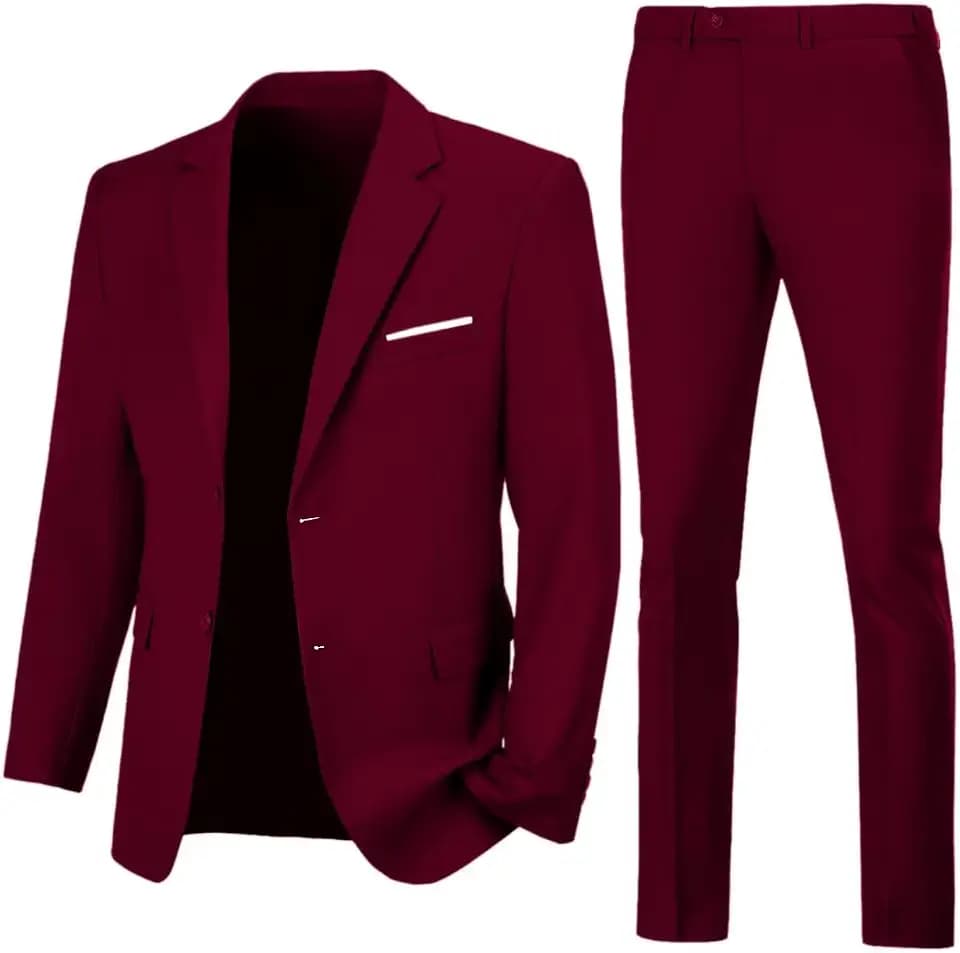 Mens 2 Piece Suit Slim 2 Button Prom Suit Jacket Pants Tuxedo Set