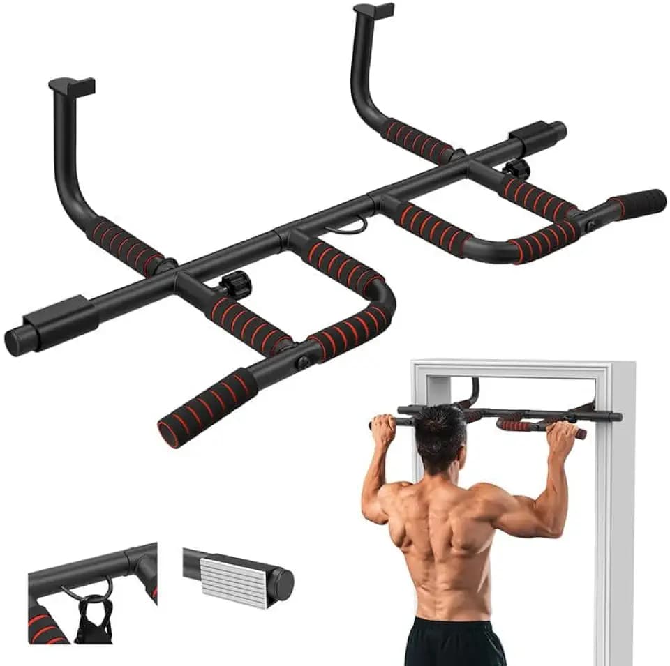Klimmzugstange Türrahmen Mit Rutschfesten Griffen,Pull Up Bar Mit Zusätzlichen Schlingentrainer,Klimzugststange für Tür für 65–95 cm Breite Türrahmen,Pull Up Bar Door Frame Belastbar Bis zu 200 Kg