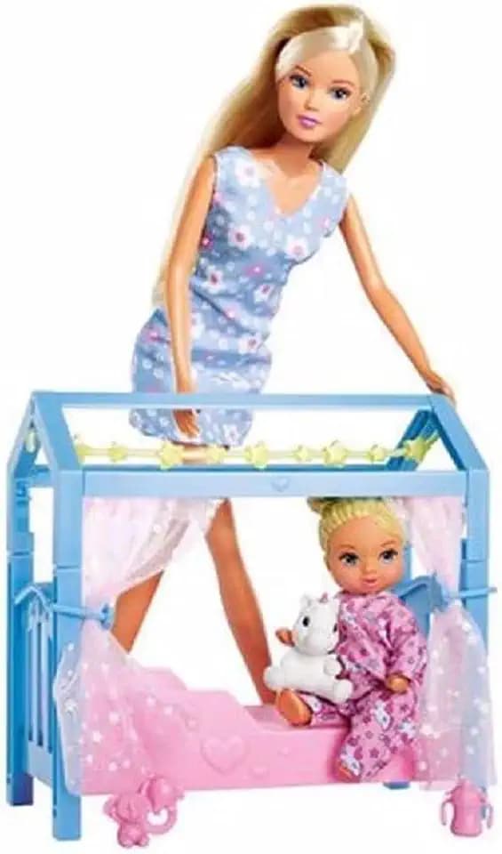 Simba Steffi Love Sweet Dreams / Puppe mit süßem Baby und Kinderbett / mit Glow in the Dark Funktion / 12 Teile / 29cm / Für Kinder ab 3 Jahren