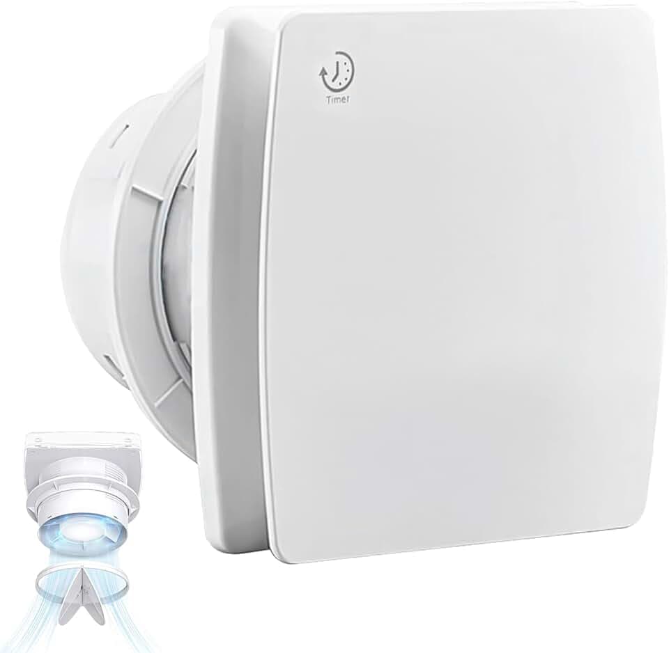 Badlüfter 100mm mit Nachlauf & Rückstauklappe ≤34db, Bad WC Küche Lüfter