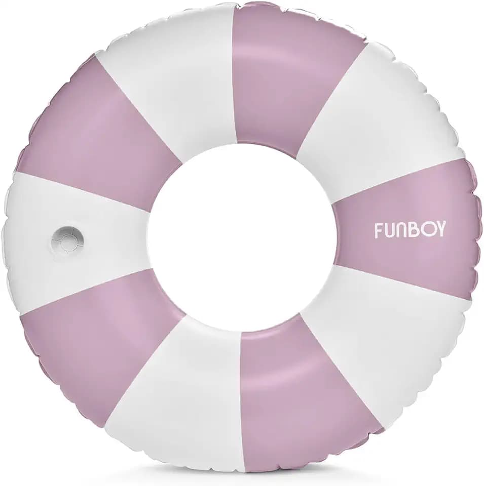 FUNBOY Giant 46" Vintage Purple Stripe Pool Tube Float with Cup Holder