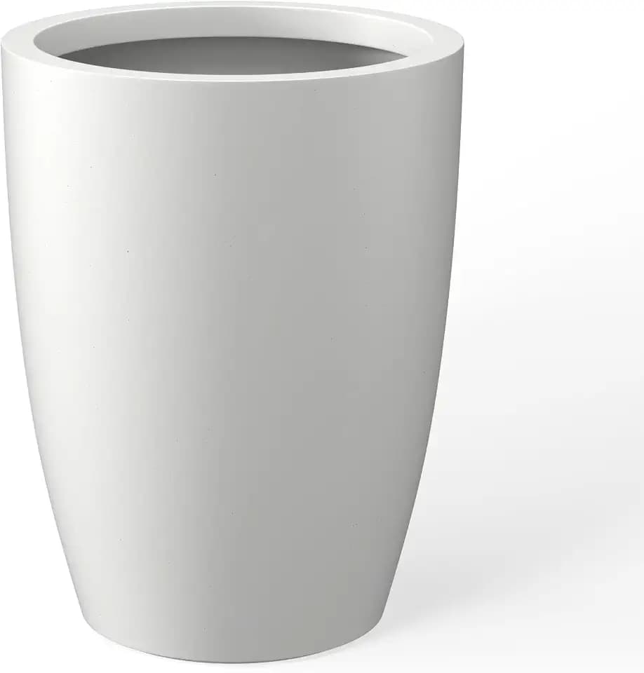 Kante Accent Round Tapered White Concrete Planter 18.1" Tall, Outdoor