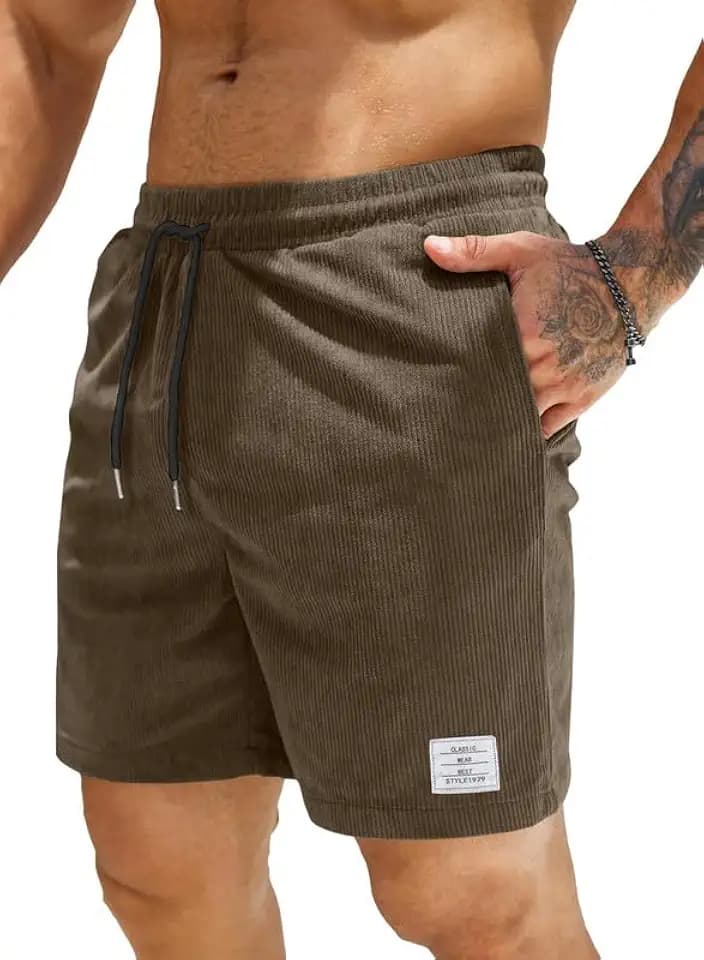 JMIERR Herren Corduroy Shorts mit 3 Taschen