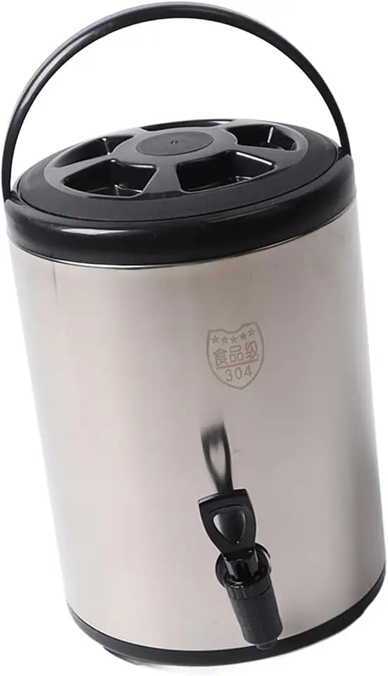 Syrisora Isolierter Eimer, 304 Edelstahl, isolierter Getränkespender, 8 Liter, heißer und kalter Getränkespender, kommerzieller Doppelschichteimer, schwarz, 8 l