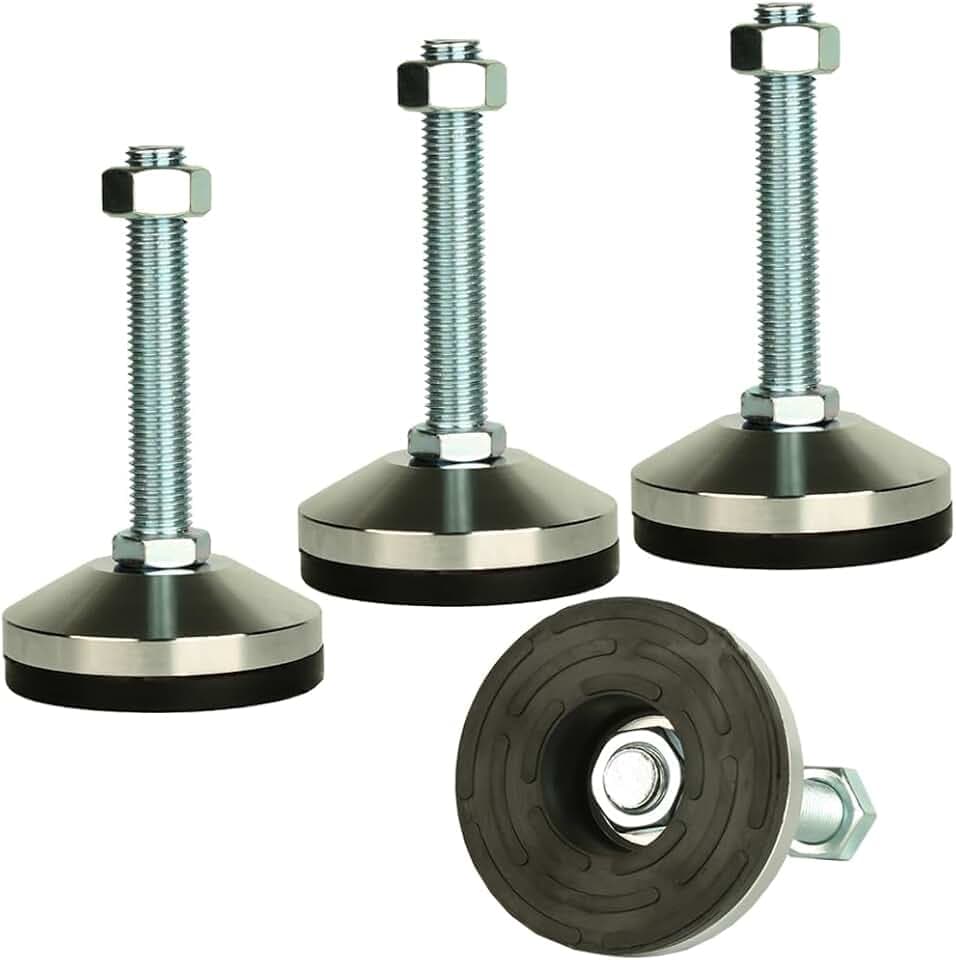Heavy Duty Leveling Screw Leg,Leg Leveler 3.14" Dia Base,Adjustable Leveling feet M16 Thread, 2600 Lb Capacity,Capacity for Workbench, Machine, Cabinet, (D80xM16x100,4 Pcs,Black)