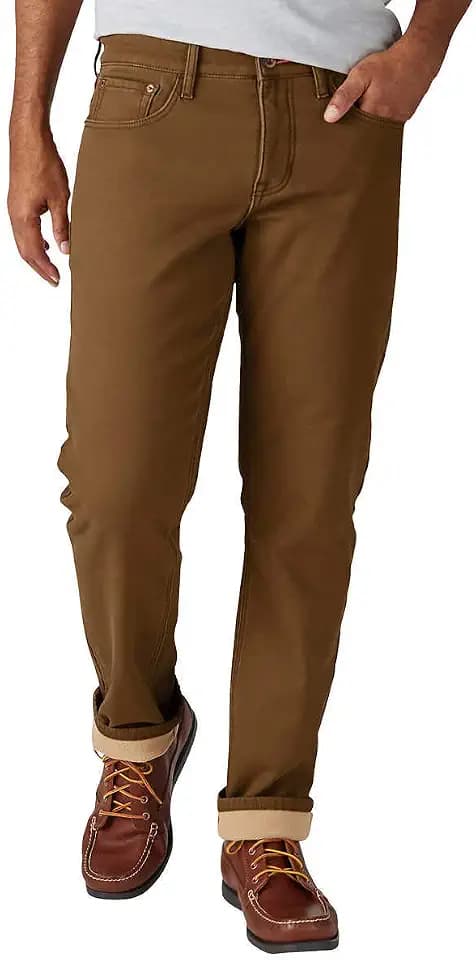 Weatherproof Vintage 1948 Fleece-Lined Jeans Classic Straight Leg Tan 40W x 32L