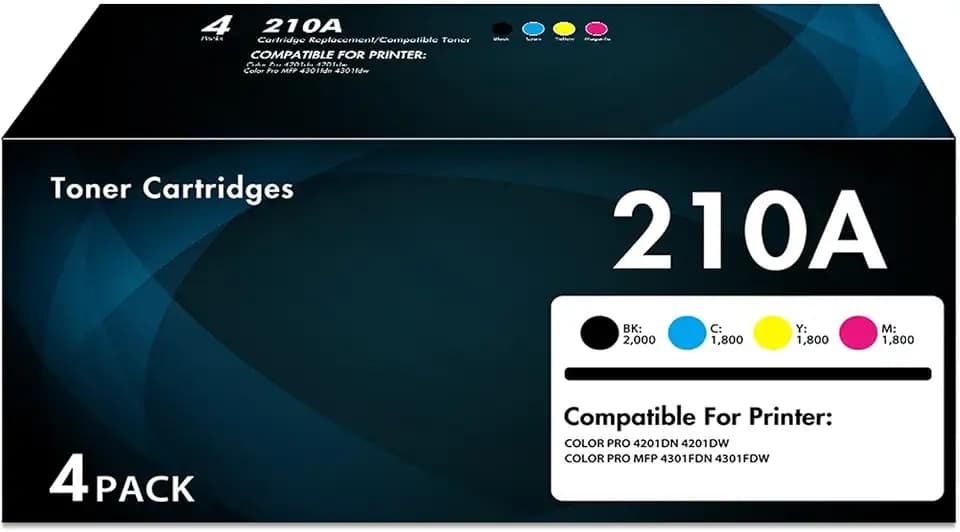 210A Toner Cartridges 4-Pack Compatible for HP 210X 210 Set W2100A W2100X