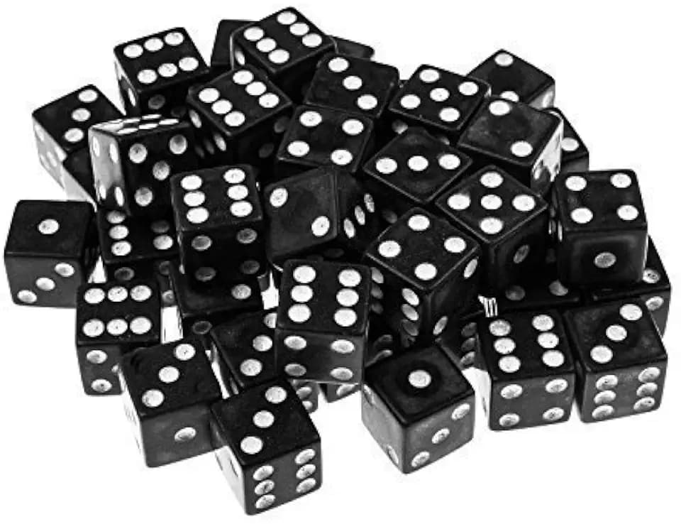 100 Pack Standard Game Dice 16mm (Black)