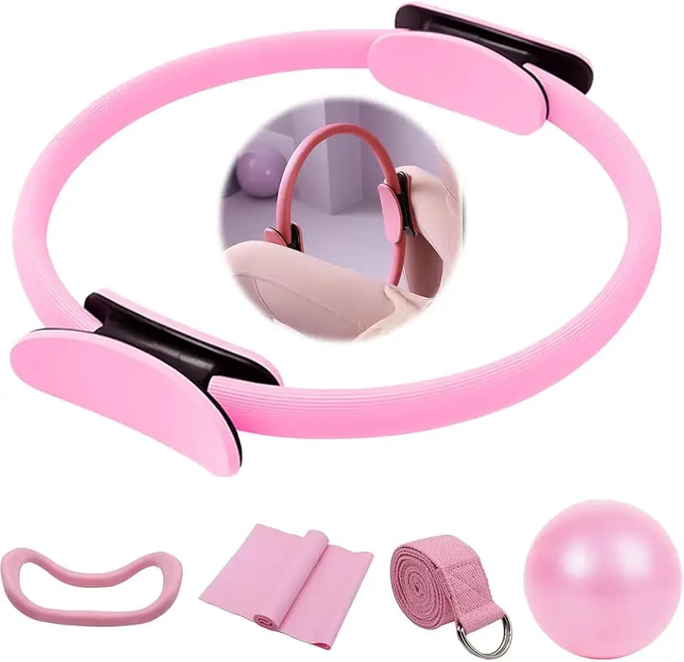 Mineup Pilates Ring Set, 5 Stück Pilates Essentials Kit für Frauen mit Yoga Ball, Yoga Gurt und Fitnessbänder, Pilates-Ring, Pilates Yoga Ring für zu Hause, Yoga, Kraft und Flexibilität