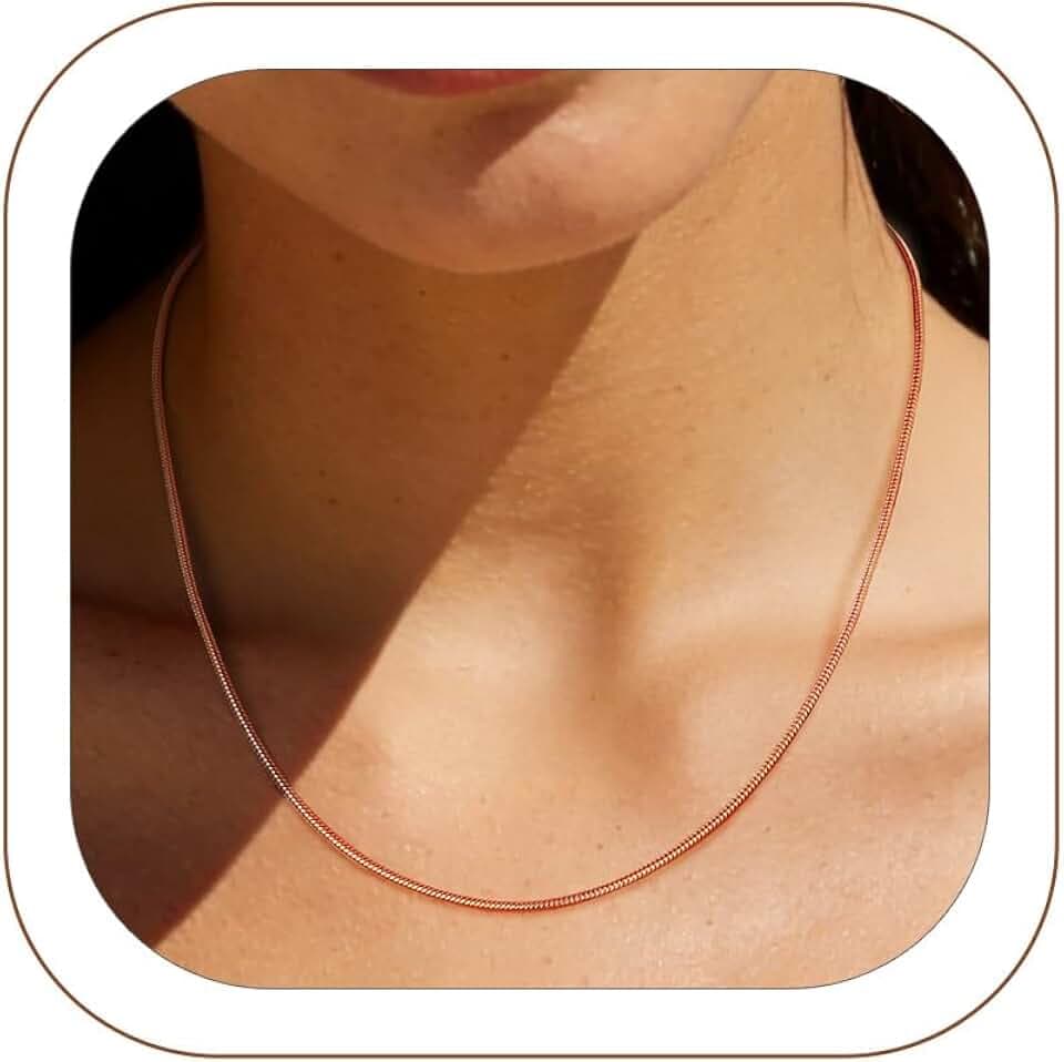 ChainsHouse Snake Chain Necklace for Women, Thin Stainless Steel Chain