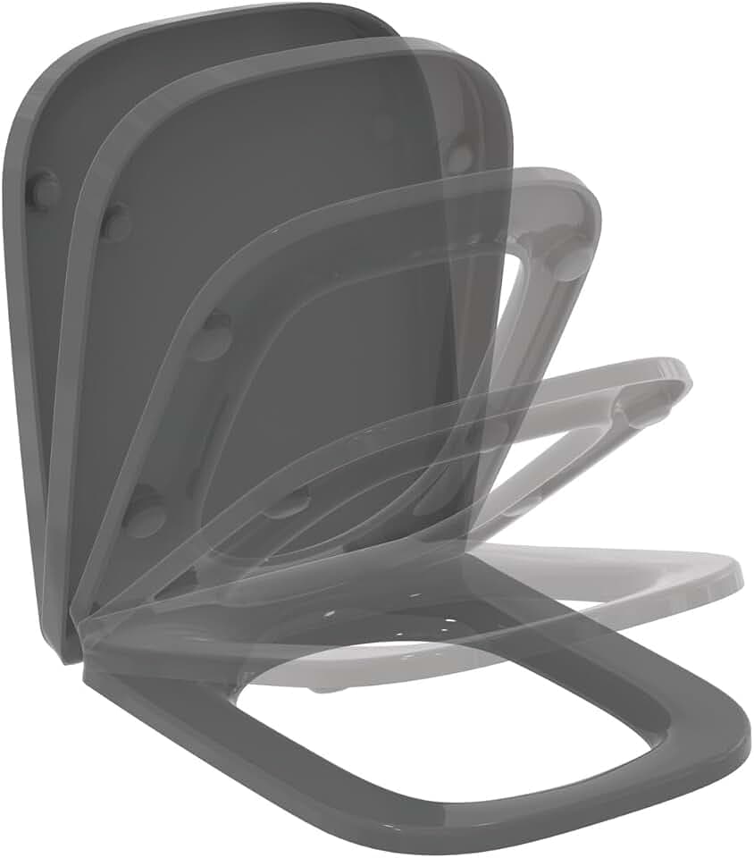 Ideal Standard i.life B WC-Sitz mit Softclose, Wrapover – Grau | Abnehmbarer WC-Sitz mit Absenkautomatik (Softclose) und robusten Edelstahl-Scharniere, T468358