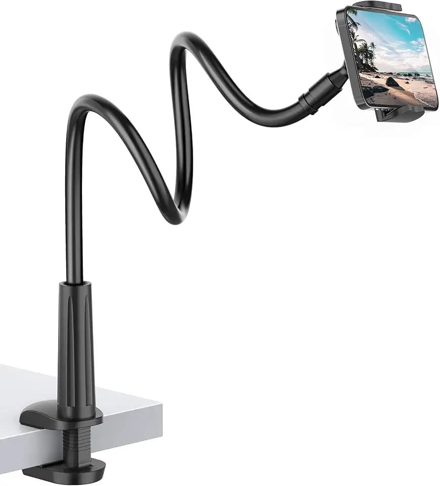 SHAWE Lazy Handy Halter, Schwanenhals Handy Halterung : Universal Flexible Lang Arm Handy Ständer für Phone 11 Pro XS Max XR X 8 7 6 6s Plus, Samsung, und 4-6,5 Zoll Geräte - Schwarz