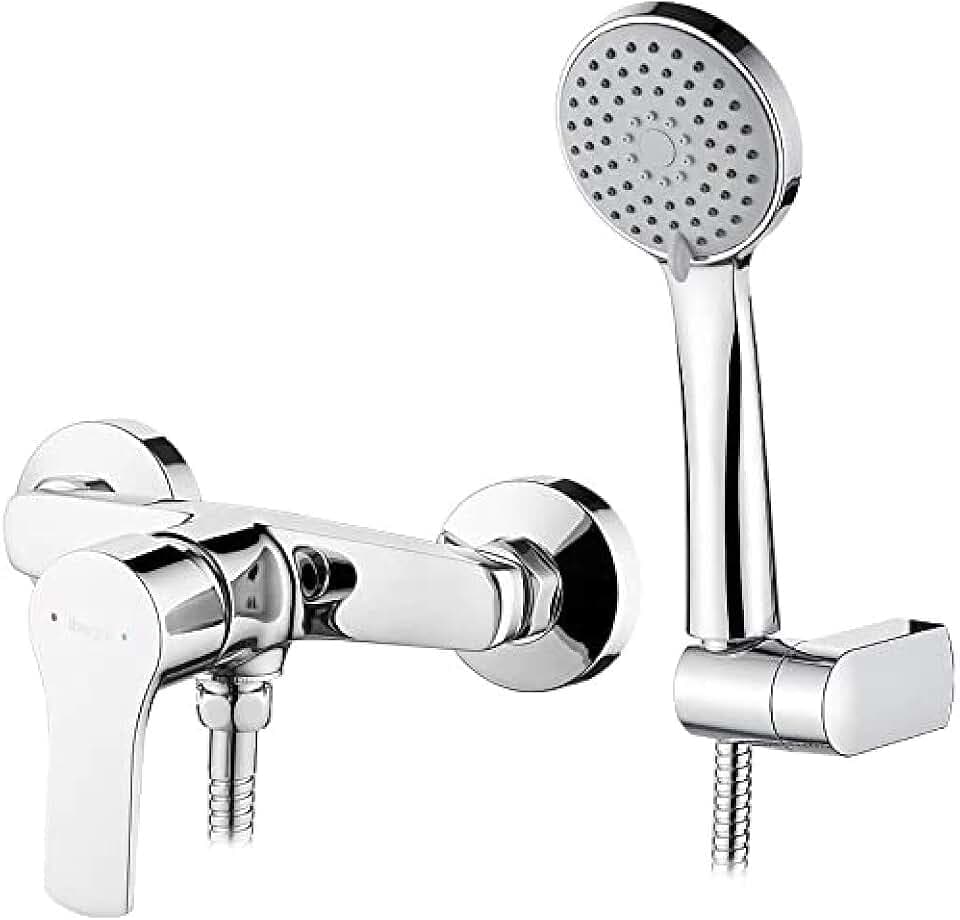 Ibergrif M12057 mischbatterie dusche, armatur badezimmer dusche mit handbrause, Matt, Silber