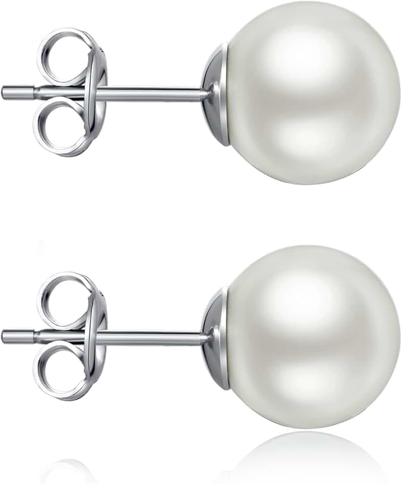 jiamiaoi 18K Weißgold Plattiert Brillant Diamant Ohrstecker Silber 925 Sterling Silber Ohrringe Stecker für Damen Herren 4mm-8mm