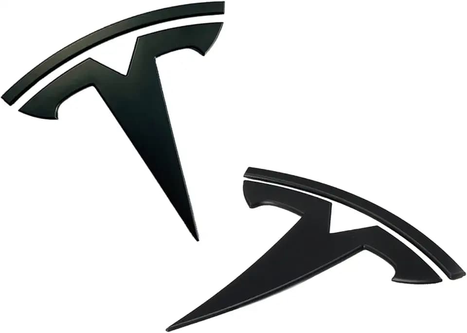 3D Metal Emblem Replacement Sticker 2 Pcs for Tesla Model Y - Front Hood Badge Decal & Rear Trunk Logo (Matt Black)