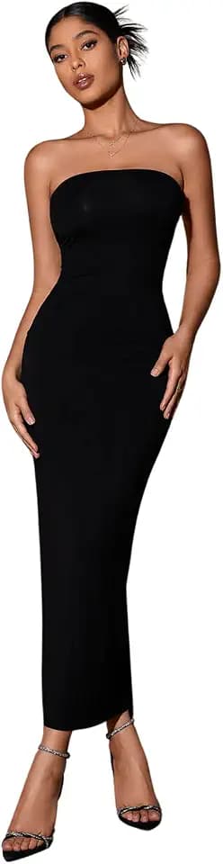 Floerns Women's Sleeveless Tube Top Sexy Strapless Bodycon Maxi Club Dress