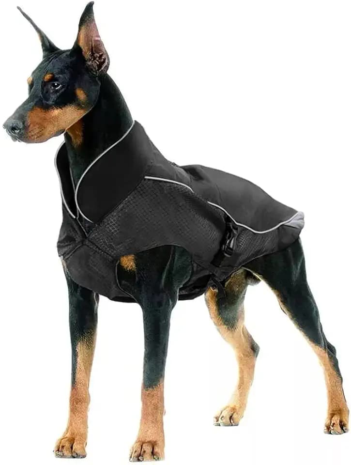 Wasserdicht Hundemantel Winter Warme Jacke, Hund Winddichter Wasserdichter Mantel mit Fleecefutter Dicker Abschnitt Einstellbare Winter Warme Hundejacke Geeignet für Mittlere bis Große Hunde,L Schwarz