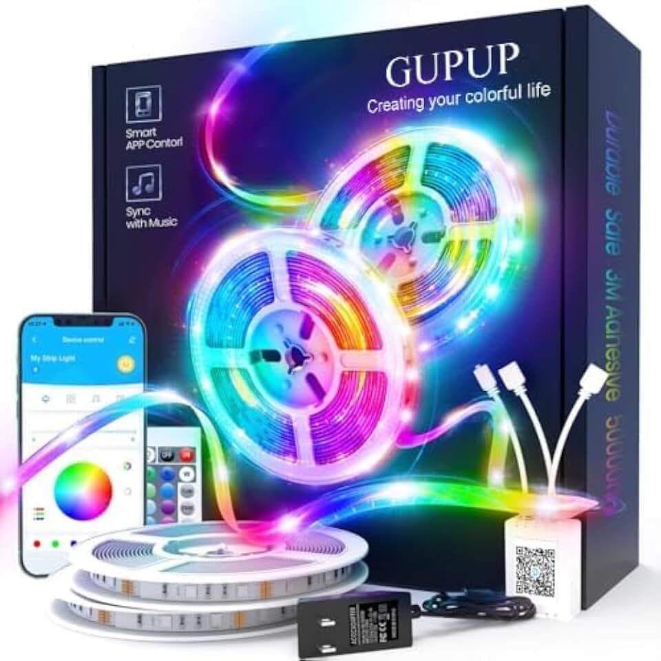 GUPUP LED Strip Lights 100 ft, LED Lights for Bedroom RGB Color Changing