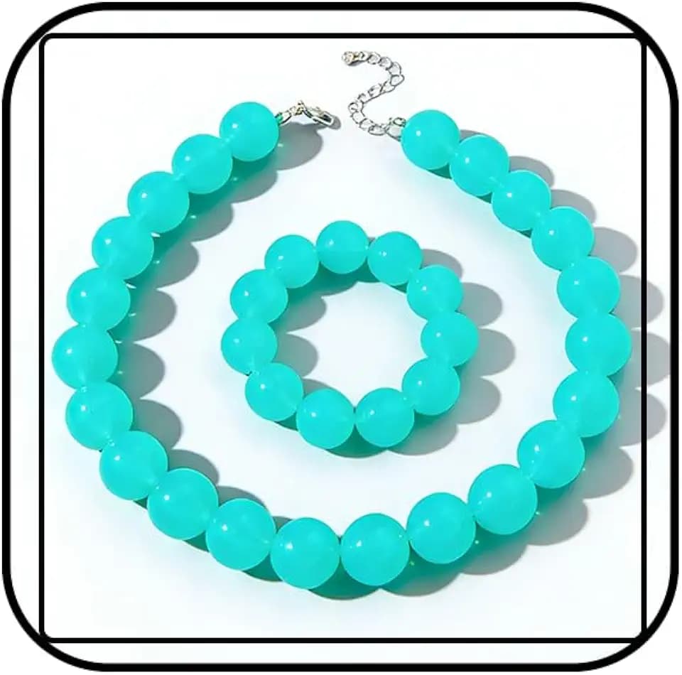 Chunky Beaded Necklace for Women Handmade Colorful Acrylic Bead Choker Necklaces Adjustable Big Round Beads Necklaces Statement Fashion Jewelry Accessories
