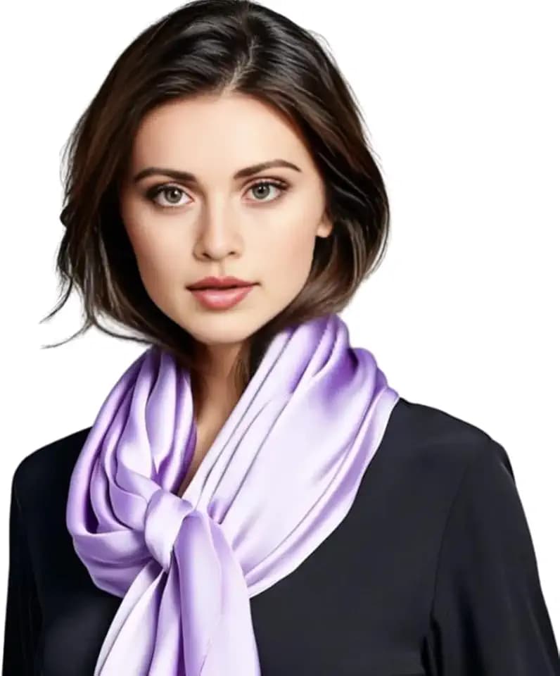 Designer Seidentuch Lila Uni Farbe Halstuch Seide Chiffon Schal Tuch Umschlagtuch leicht 90x90cm Bandana Seidenschal Geschenk Stola Sommer Frühling (Lila)