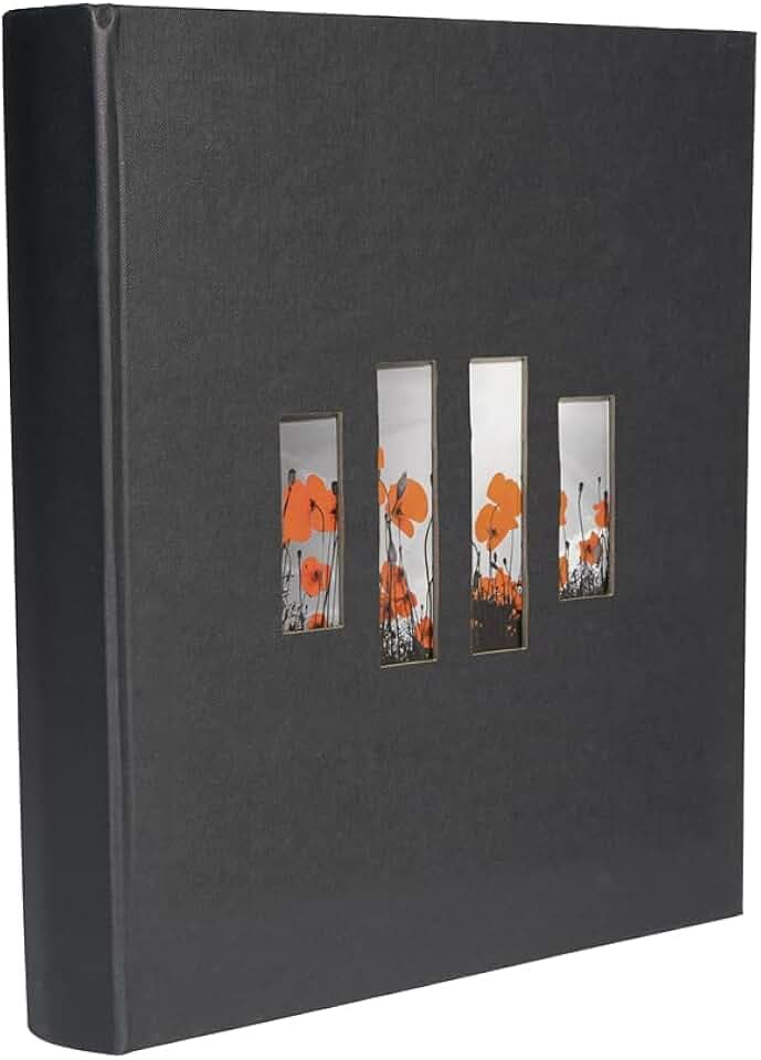 Exacompta 16075E Fotobuch MILANO 300 Fotos 60 schwarze Seiten Format 29 x 32 cm Einband aus schwarzem Papier mit Textileffekt Fenster zur individuellen Gestaltung FSC® zertifiziert