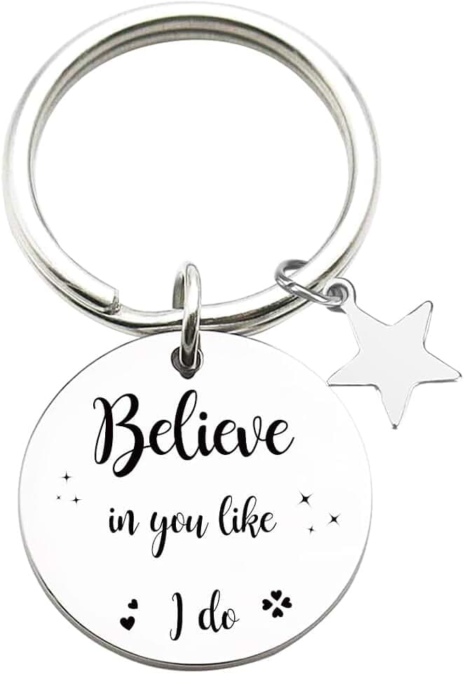 Tecreo Inspirierender Schlüsselanhänger mit Sternanhänger, "Believe in You Like I Do" Botschaft, Motivierendes Geschenk, Geschenk für Mädchen, Geschenk für Tochter, Enkelin, Geschenk für