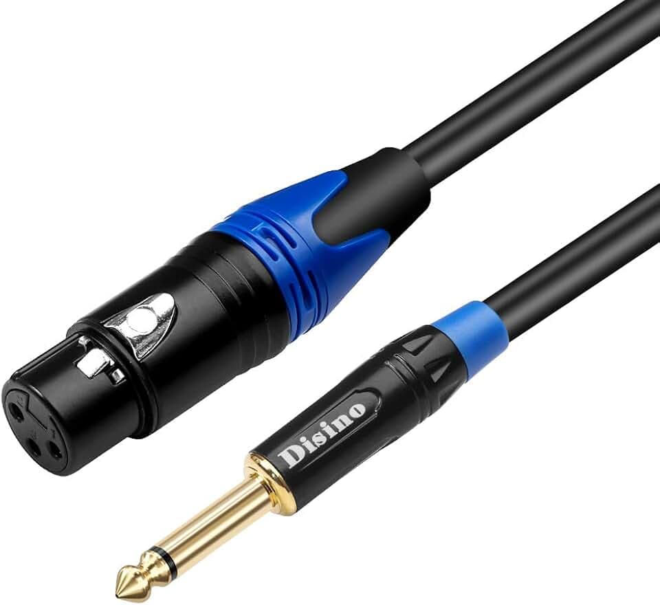 Female XLR to 1/4 Inch (6.35mm) TS Mono Jack Microphone Cable, Unbalanced 3 Pin XLR Female to Quarter inch TS Plug Mic Cord for Dynamic Microphone - 10 Feet/3 Meters