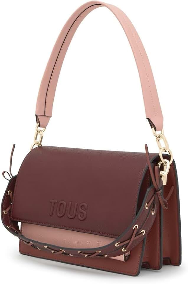 TOUS Audree Saffiano Umhängetasche, mittelgroß, Bordeaux, für Damen, mit magnetischer Klappe und doppeltem Griff, Ref. 2002358221