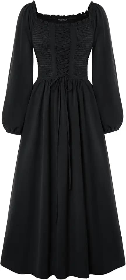SCARLET DARKNESS Damen Cosplay Piratenkleid Halloween Karneval Festlich Fasching Kleid Schwarz XXL