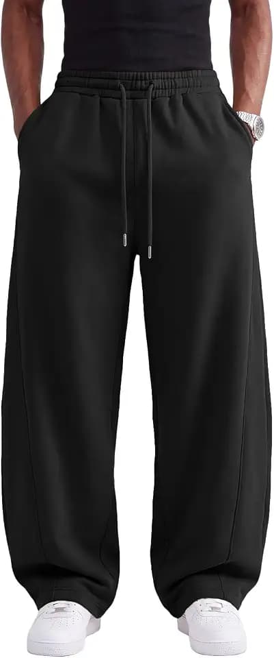 EFAN Mens Wide Leg Sweatpants Fleece Lined Baggy Lounge Pants Drawstring