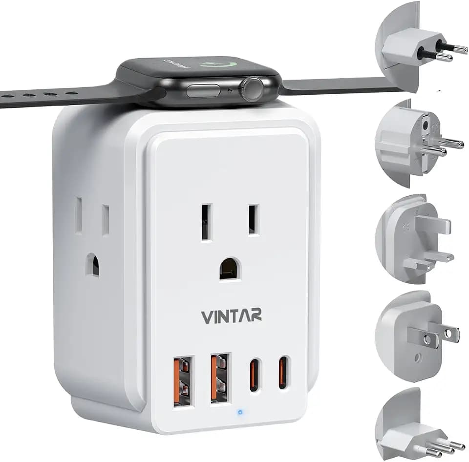VINTAR European Travel Plug Adapter Kit for Apple Watch, Type A,C,G,E/F,L