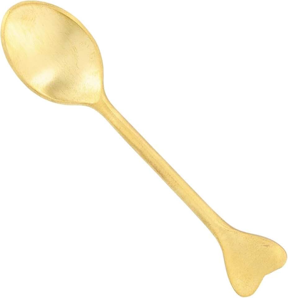 47th & Main Set of 4 Brass Spoons with Hearts, 4" Long Spoon, Gold-Plated