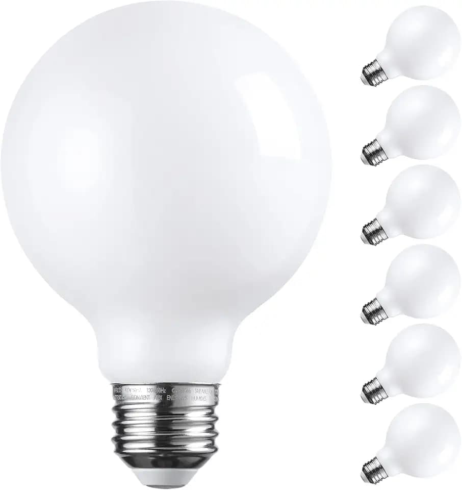 TORCHSTAR 6-Pack G25 Globe Light Bulbs LED Dimmable 2700K Soft White