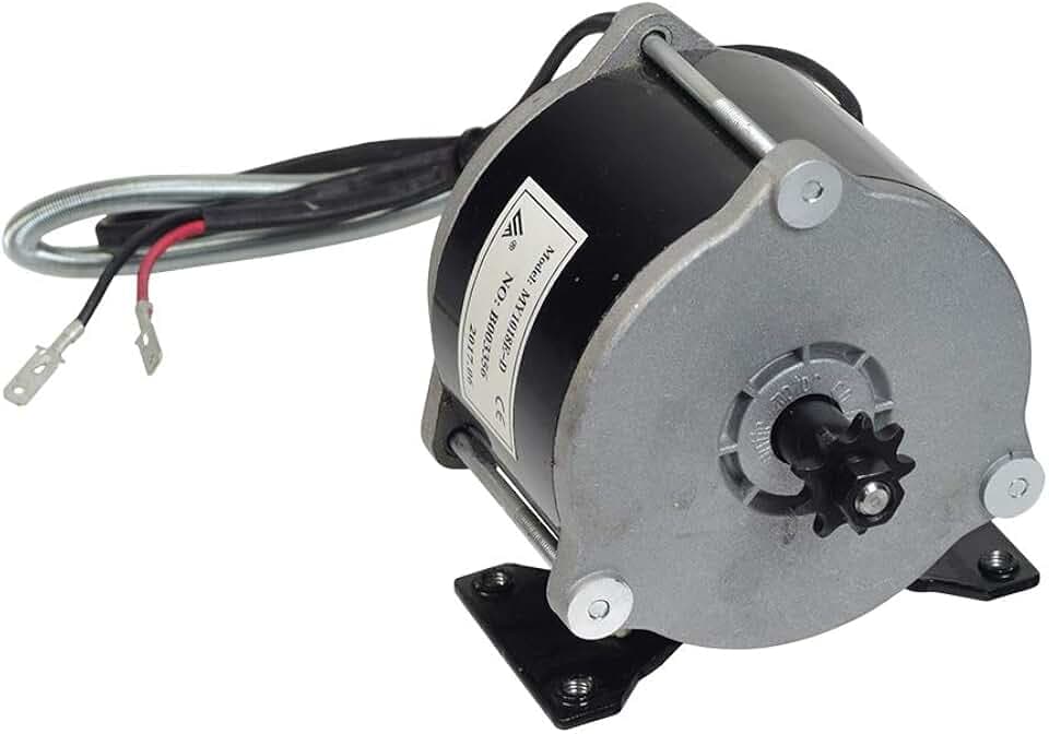 AlveyTech Heavy Duty 36 Volt 500 Watt Electric Motor for The Razor Crazy Cart XL (Versions 1+) - Replacement MY1018E-D Watt Motors with 9-Tooth Chain Sprocket and Mounting Bracket (W25143401030)