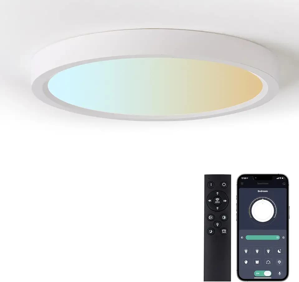 30cm LED Deckenleuchte 28W 3125LM dimmbar 3000-6500K mit Fernbedienung moderne Einbauleuchte Deckenlampe IP44 wasserdicht für Schlafzimmer, Wohnzimmer, Küche
