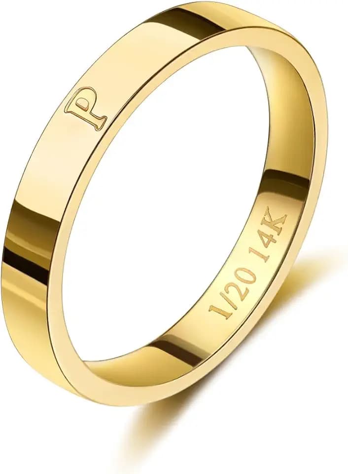 14K Gold Filled Initial Rings for Women Non Tarnish Thumb Pinky Ring
