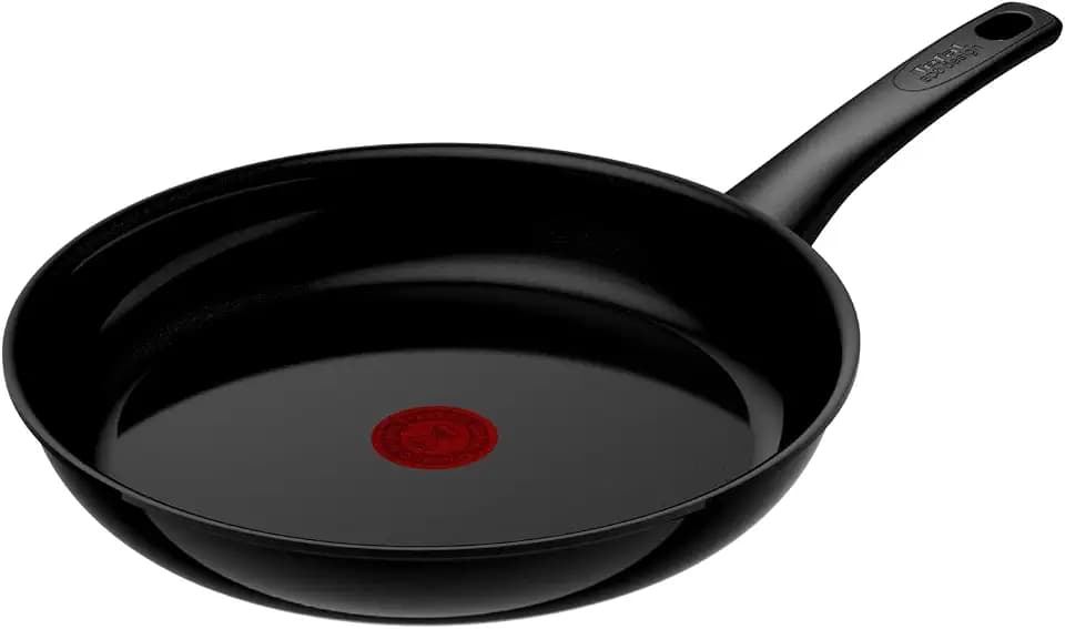 Tefal Renew On Black Bratpfanne 28 cm, Keramikversiegelung, recycelt, Thermo-Signal für alle Herdarten Induktion, unbedenklich, Schwarz, C43506