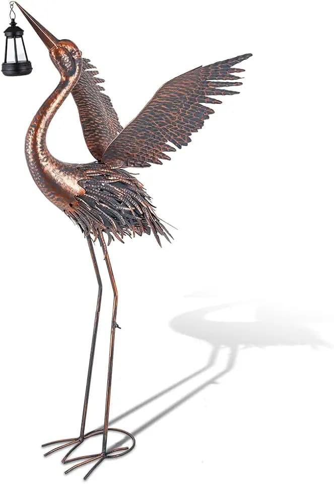 43" Crane Garden Statues with Solar Ligh for Outside