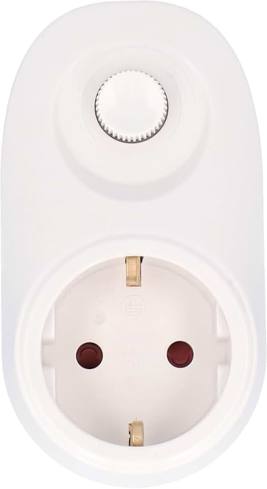UNITEC 47535 Zwischenstecker mit Dimmer, Steckdosendimmer für Glühlampen und Hochvolt-Halogenlampen bis 280 Watt, weiß
