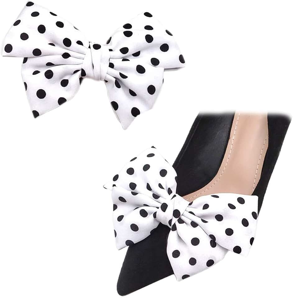 Satin Bow Shoe Clips Solid Color Dots Shoe Clips Elegant Wedding Party Shoes Decoration Bag Clothing Hair Accessories 2 Pcs