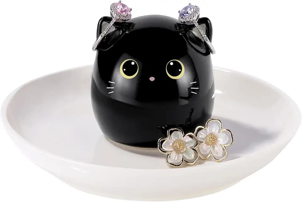 Katzengeschenke für Frauen, schwarze Katzen-Ringhalter für Schmuck, Ringe, Ohrringe, Halskette, Uhren-Schlüssel, Geburtstag, Weihnachten, Verlobung, Hochzeit, Geschenk für Katzenliebhaber,