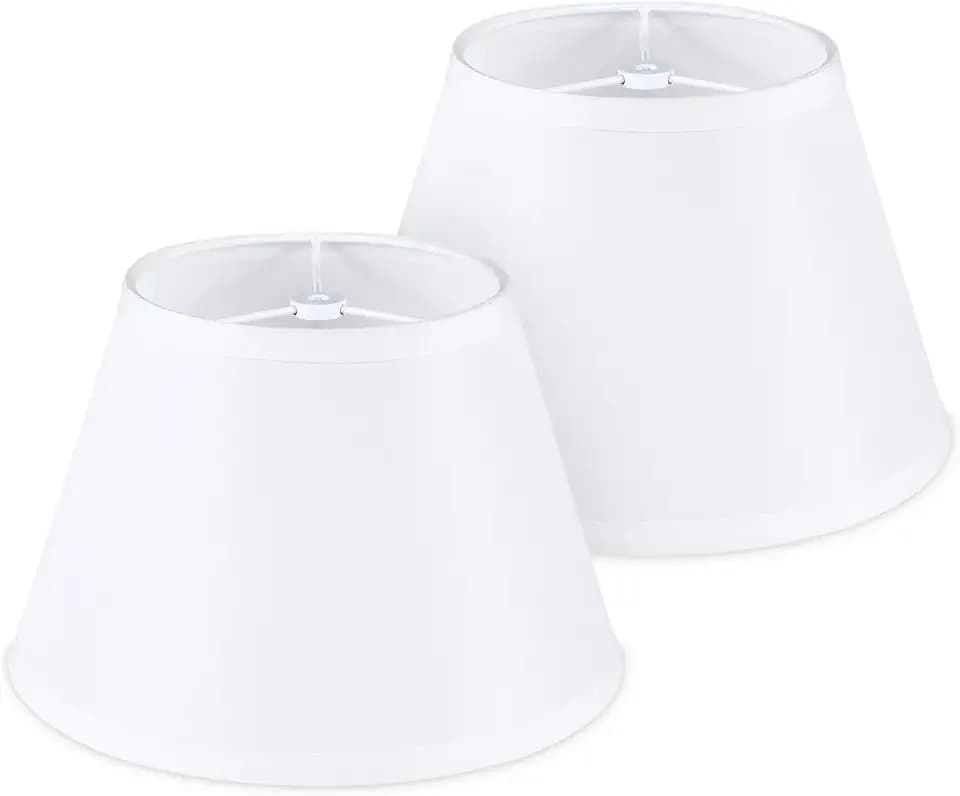 White Empire Lamp Shades Set of 2, 5.9" × 9.8" × 6.7" Small Lampshades for Table Lamps, Spider Fitter Fabric Replacement Shades for Home Decor, No Assembly Required