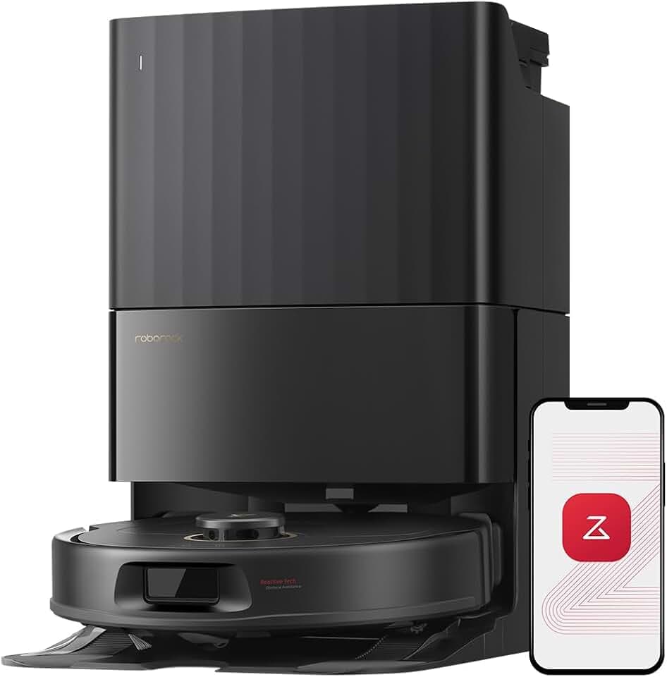 Roborock Qrevo 5ae - Robot Aspirapolvere Con Dock - Potenza 12000 Pa - Flexiarm Mop - Doppio AntI-Groviglio